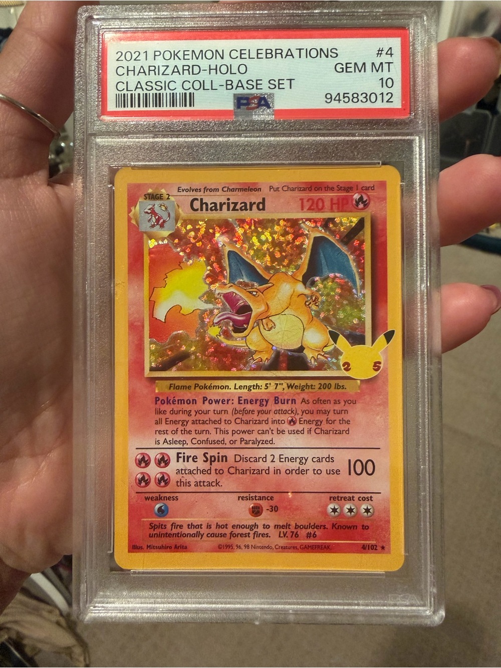 Pokemon Charizard Holo Trading Card - Yellow, Red, Gold
